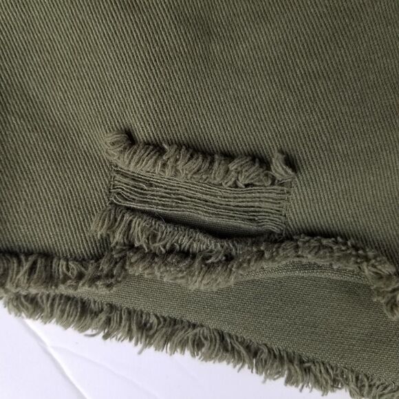 Women's A Loves A Anthropologie Distressed CutOff Denim Shorts Sz28 Olive Green - Picture 3 of 11